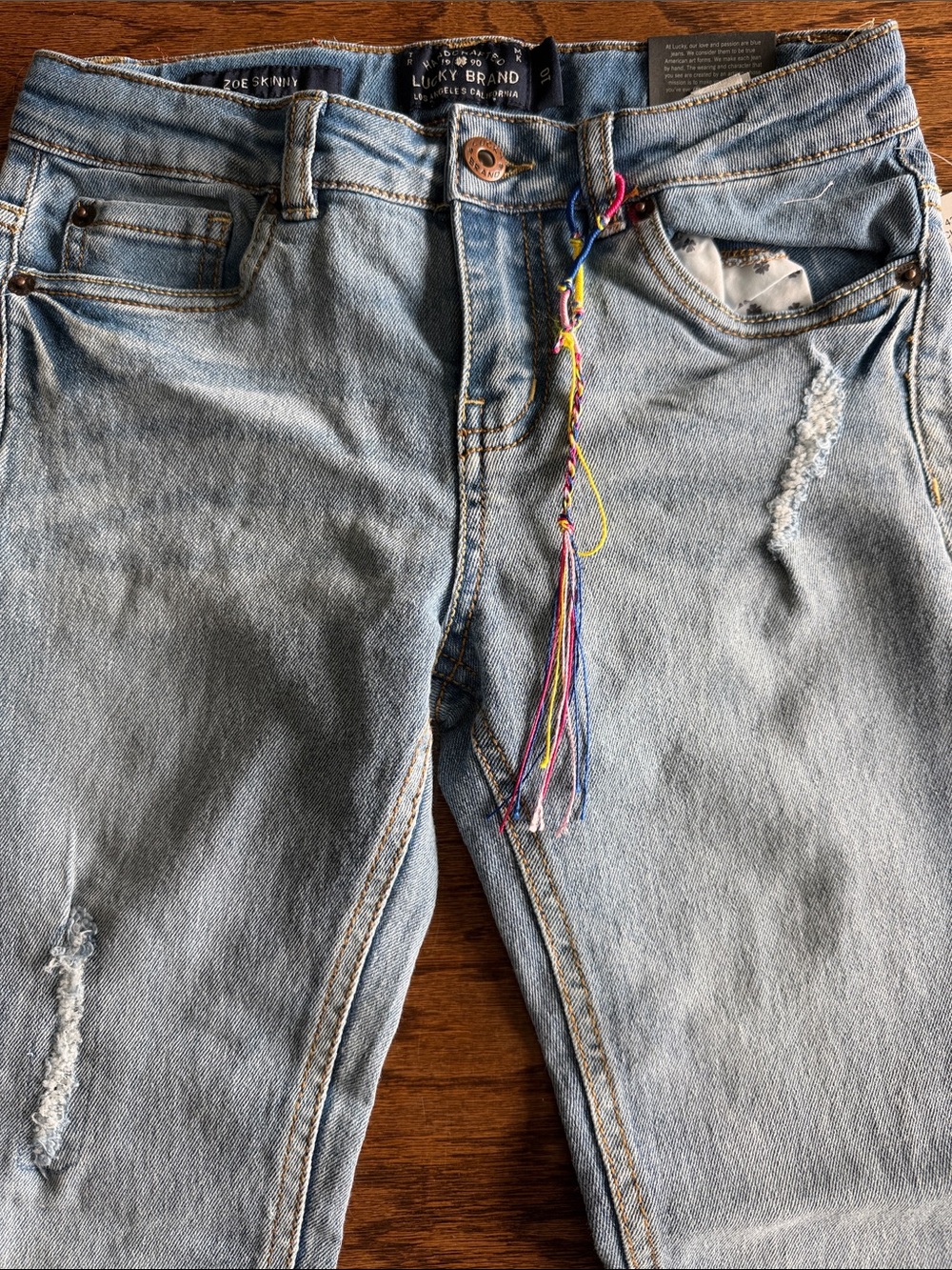 Lucky Brand Light Blue Kids Jeans with Embroidered Tassel - Picture 3 of 6